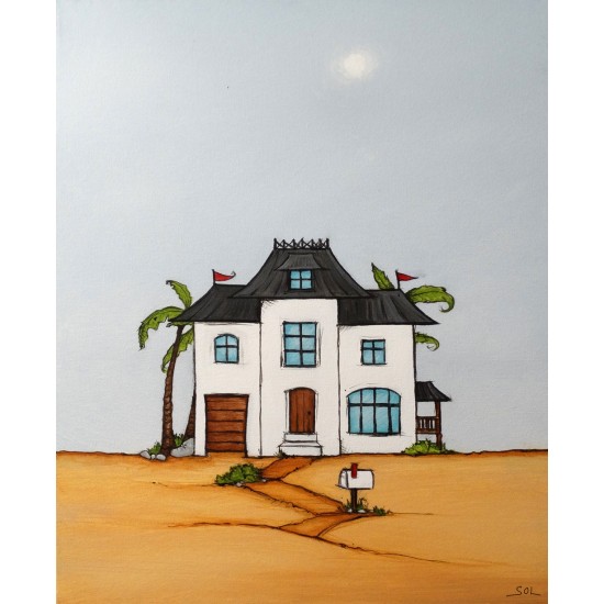 Reproduction de la toile "Maison sur le sable" de Marie-Sol St-Onge